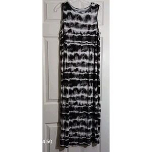 Koolaburra by UGG Stretch Modal Boat Neck Tank Dress Size M Black White Tie Dye
